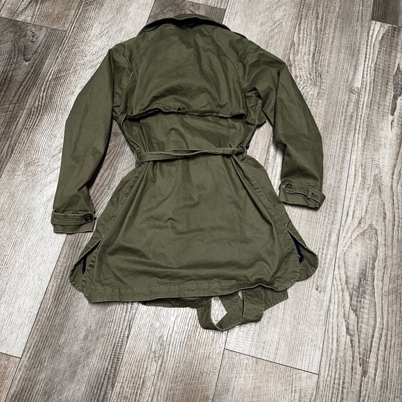 Lucky Brand Military Trench Coat Olive green drab double breasted jacket M - Picture 13 of 14